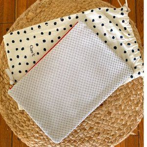 Clare V. Flat Clutch, White Perforated Leather